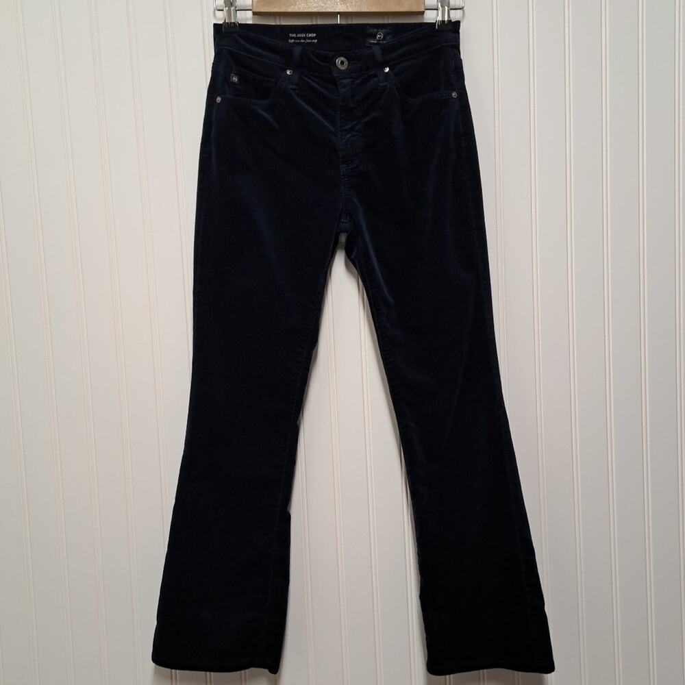 AG Adriano Goldschmied Jodi Crop High Rise Slim Flare Pants Size 26 Blue Velvet